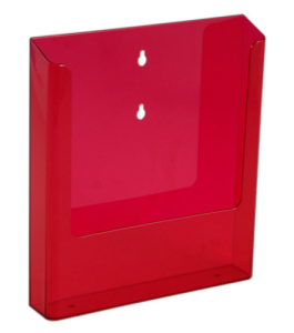 Wieszana kieszeń podajnik na ulotki A4 – czerwona neon